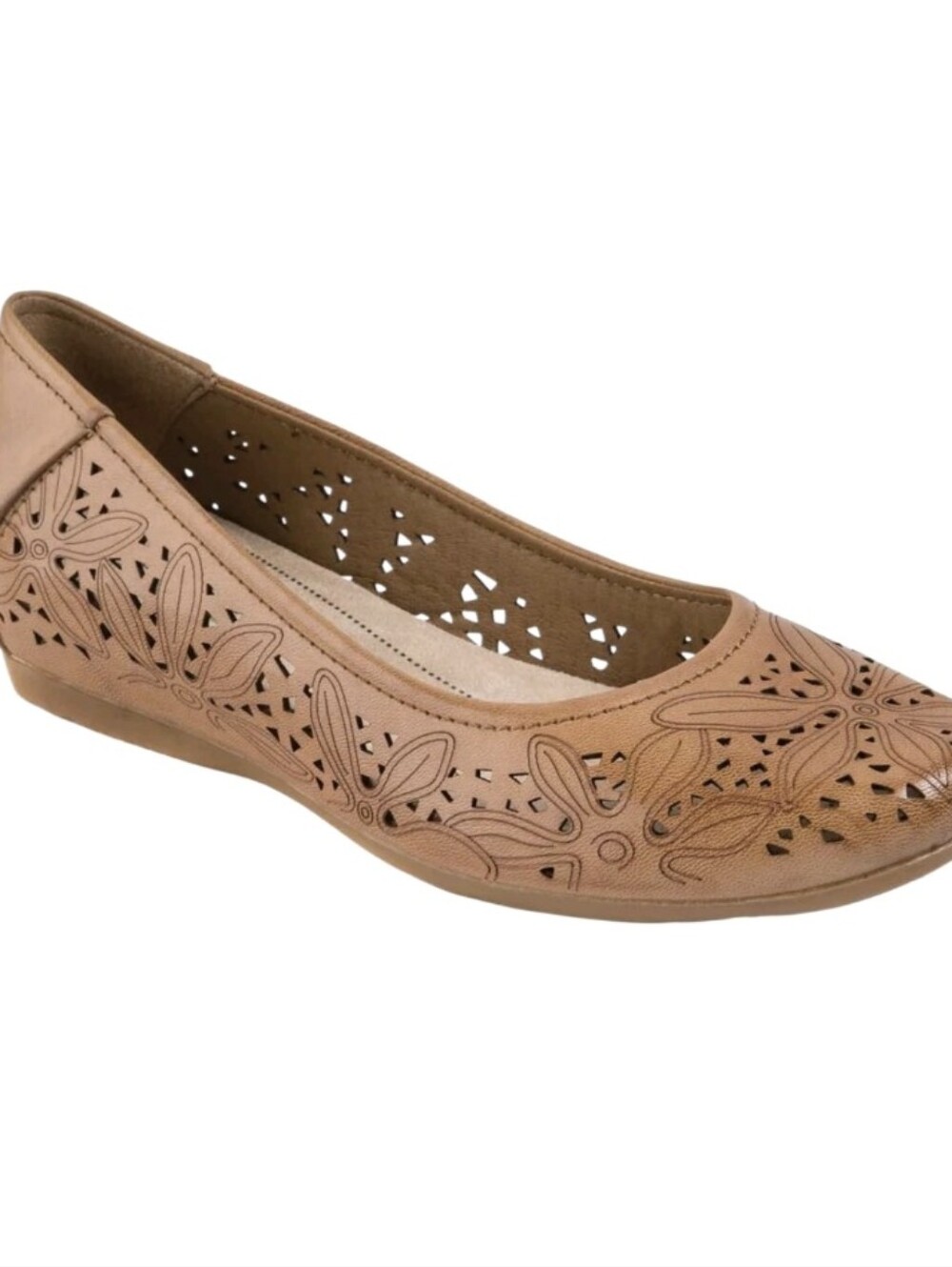 Baretraps Womens Faux Leather Slip On Ballet Flats Shoes Comfort Size 10 7 Tan